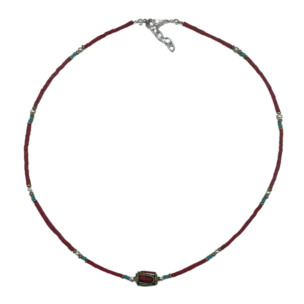 Nepalese Extra Fine Gem Bracelet with Pink Coral and Turquoise Beads