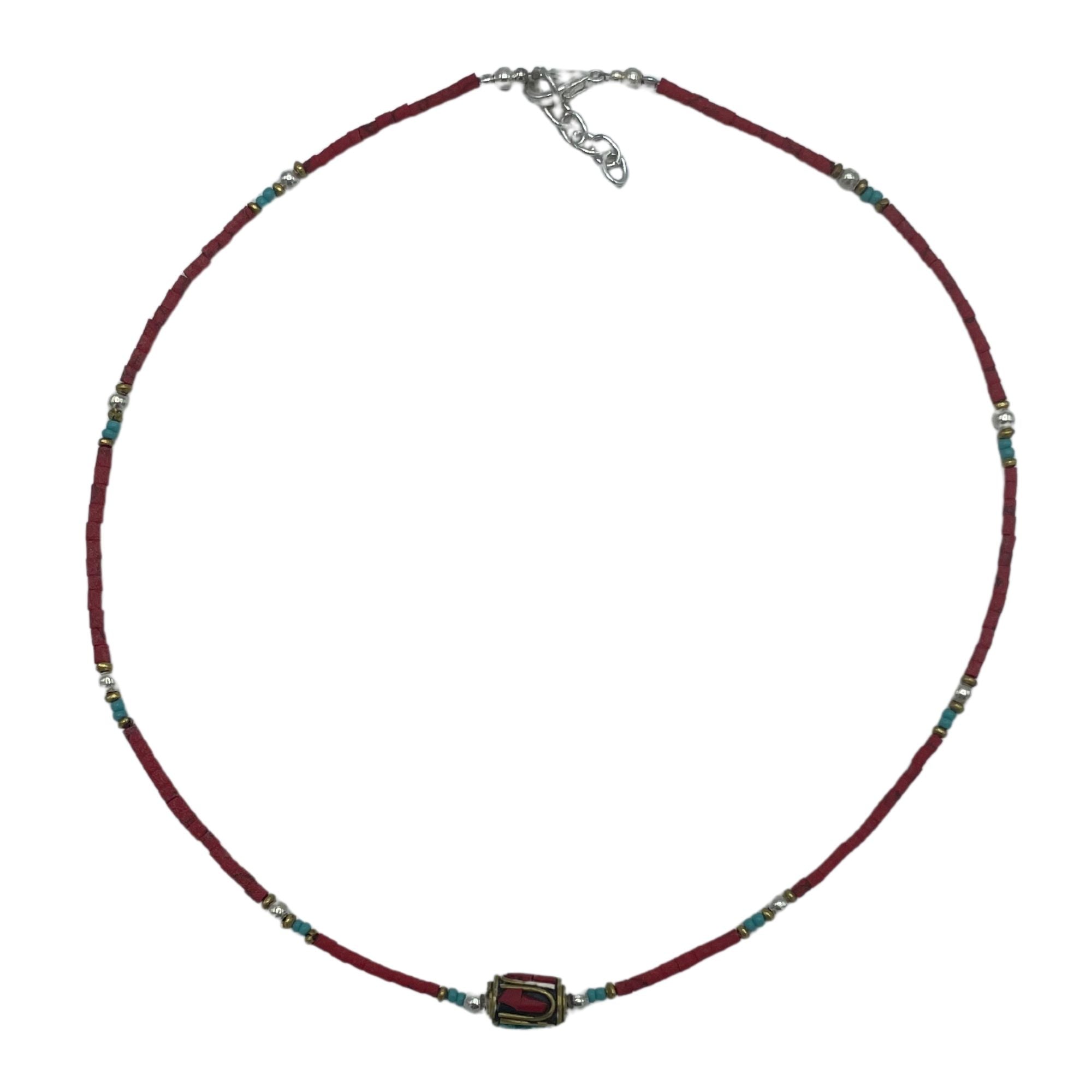 Nepalese Extra Fine Gem Bracelet with Pink Coral and Turquoise Beads