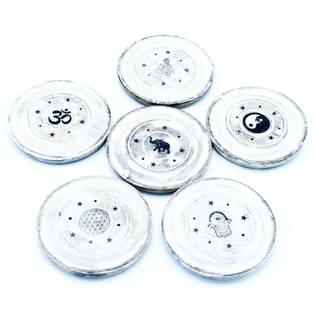 White Washed Incense Holder for Cone and Disc Incense Use