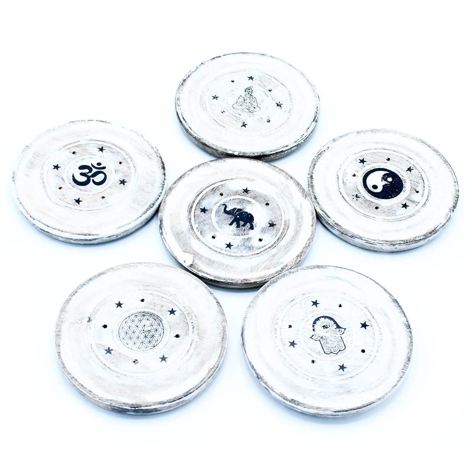 White Washed Incense Holder for Cone and Disc Incense Use