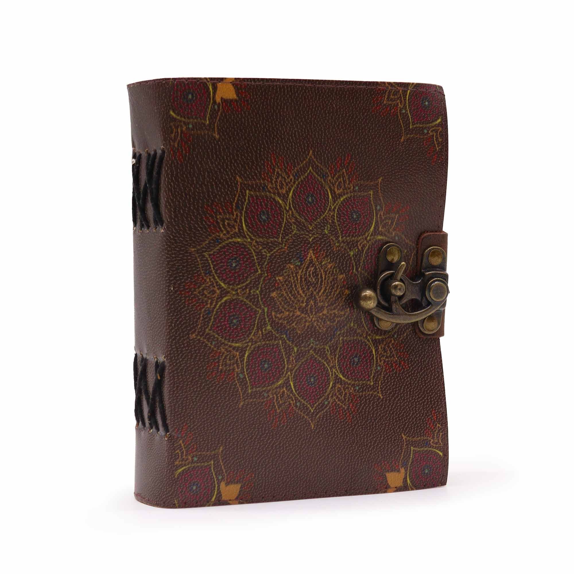 Leather Lotus Mandala Deckle Edge Notebook for Creative Journals