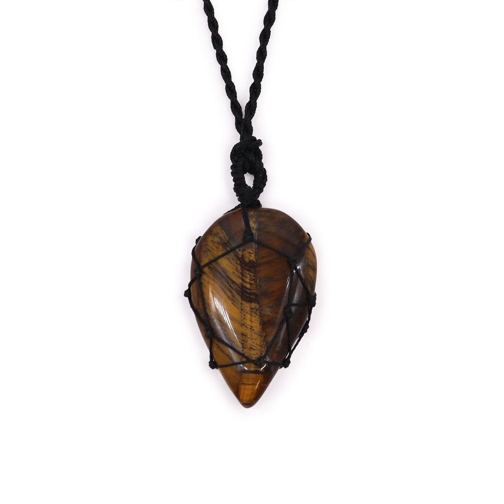 Laced Gemstone Teardrop Pendant with Stunning Tigereye Design