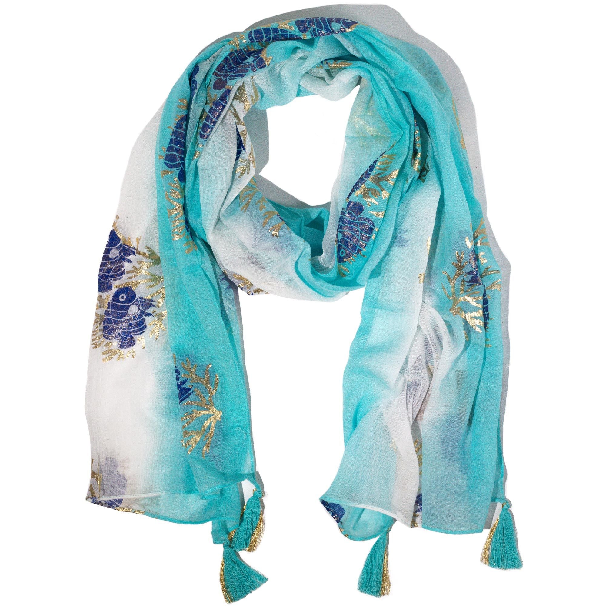 Nomad Sari Aqua Fish Scarf in Turquoise for Summer Style