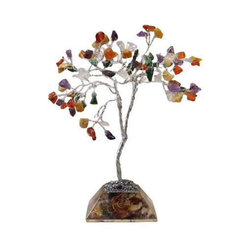 Gemstone Tree with Orgonite Base Featuring 80 Colourful Stones