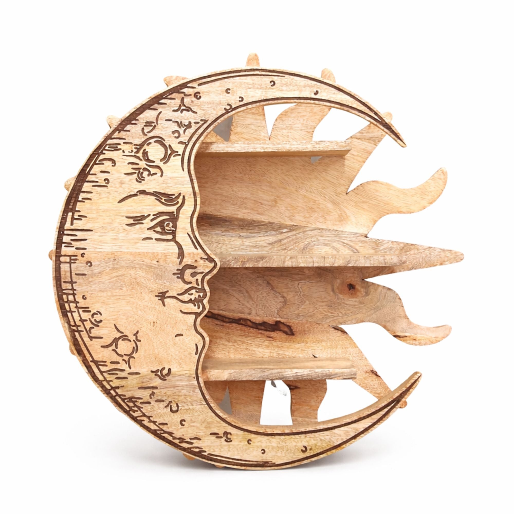 Sunrays & Moon 3 Tier Wall Shelf for Celestial Home Decor