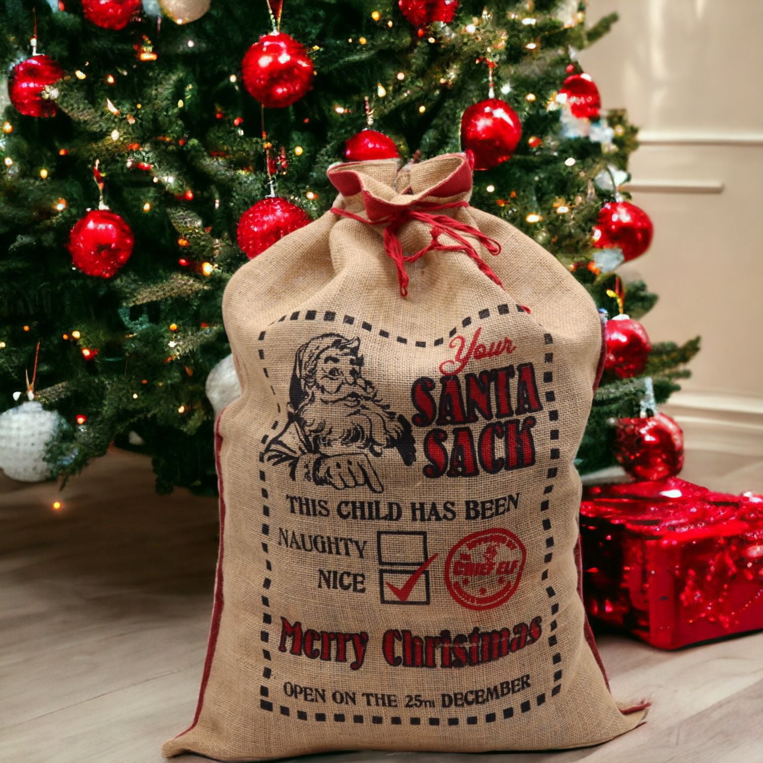 This Child Has Been Nice Jute Sack for Storing Christmas Gifts