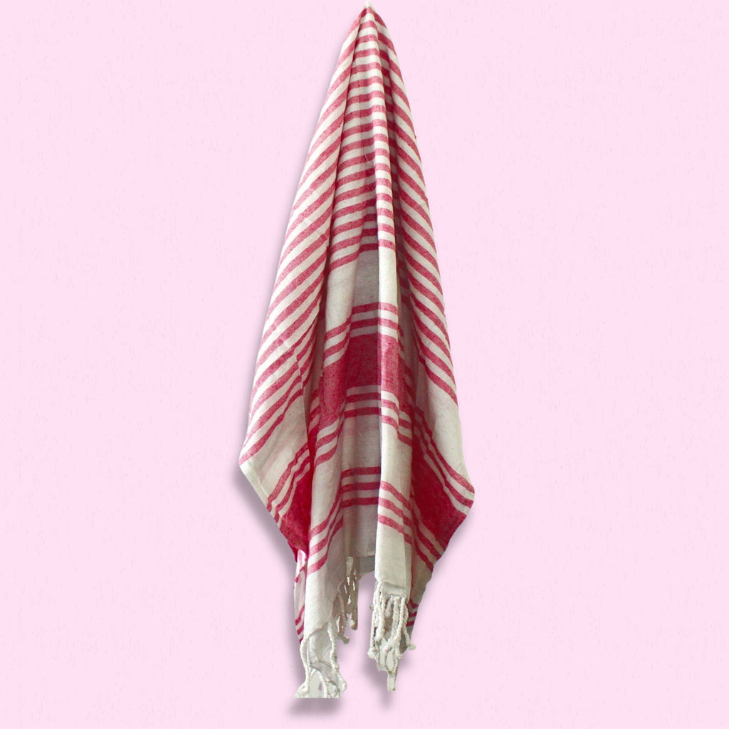 Hamman Spa Towel in Sunset Pink for Elegant Bathroom Decor