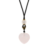 Cord Necklace Gemstone Pendant - Rose Quartz Heart