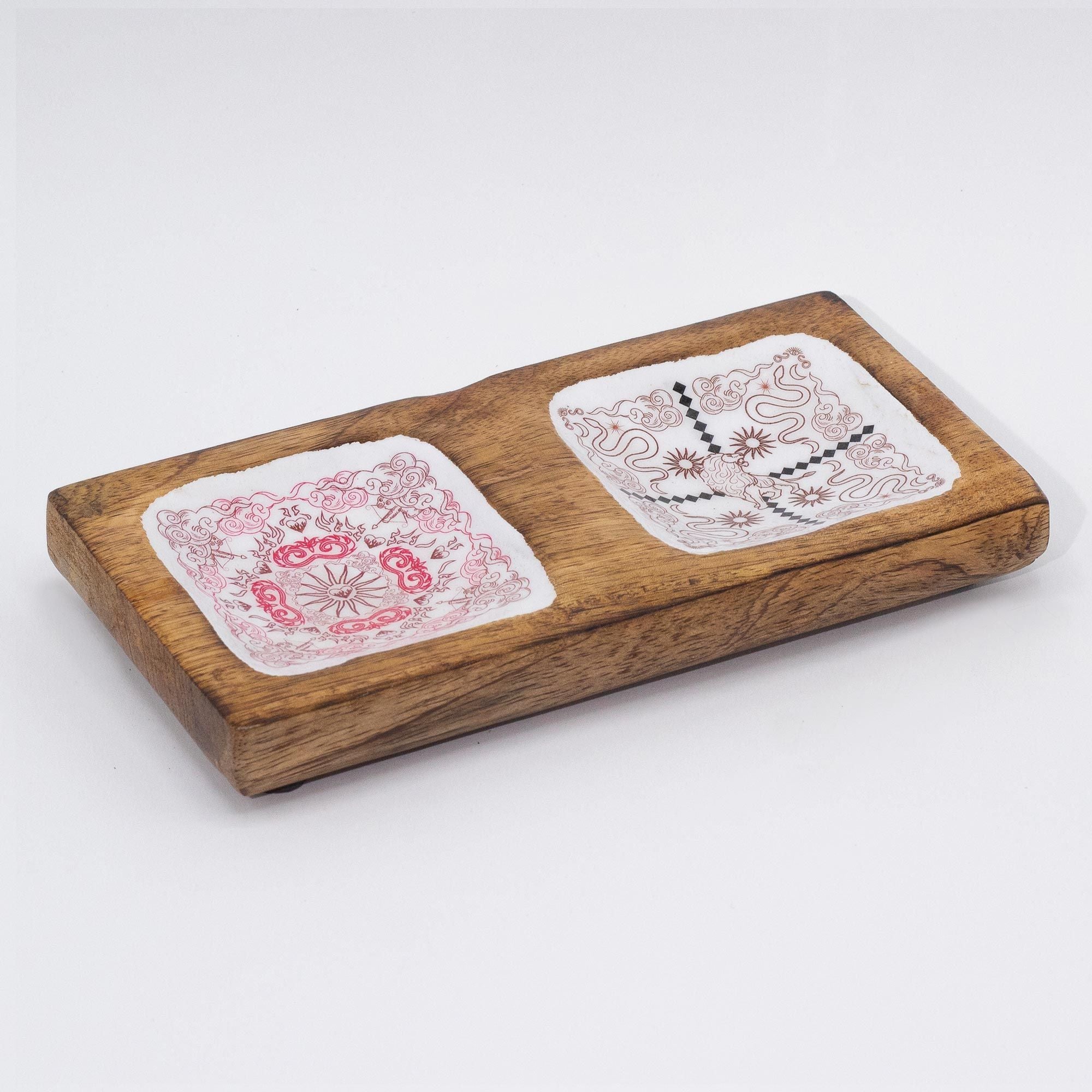 Hop Hare Enameled Double Trinket Tray with Cupid & Lion Design