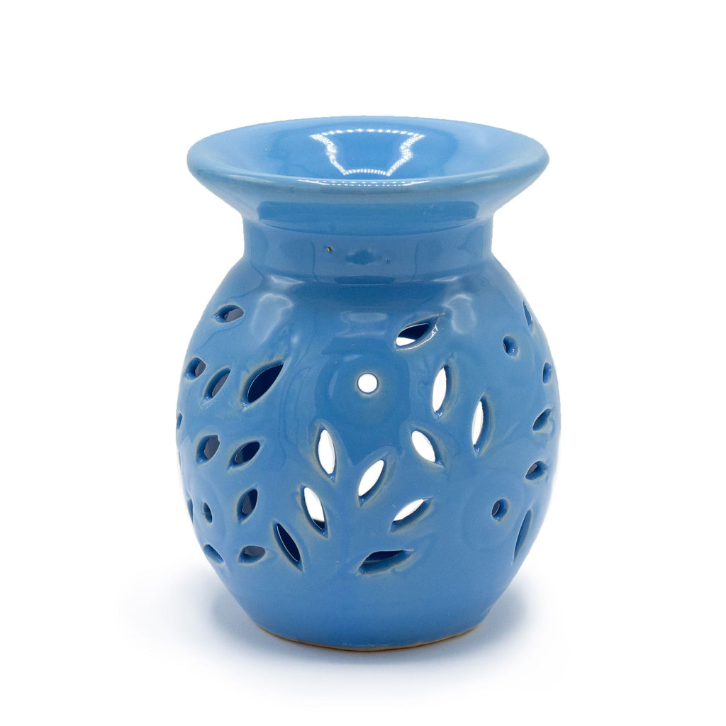 Floral Blue Oil Burner for Aromatic Home Fragrance and Decor