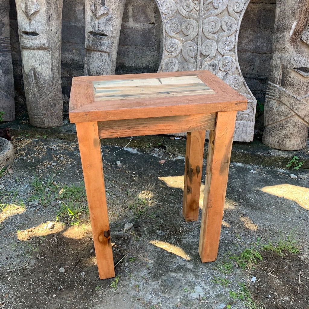 Tall Table Display Stand in Recycled Wood for Unique Home Decor