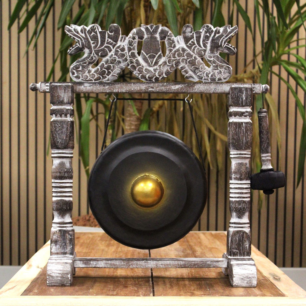 Small Black Healing Gong with Stand 25cm for Tranquil Spaces