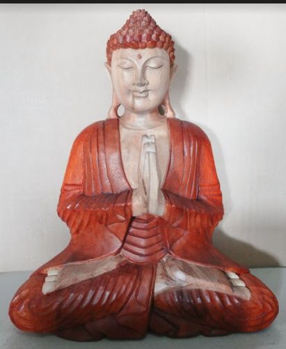 Hand Carved Buddha Statue 40cm Welcome for Home Decor