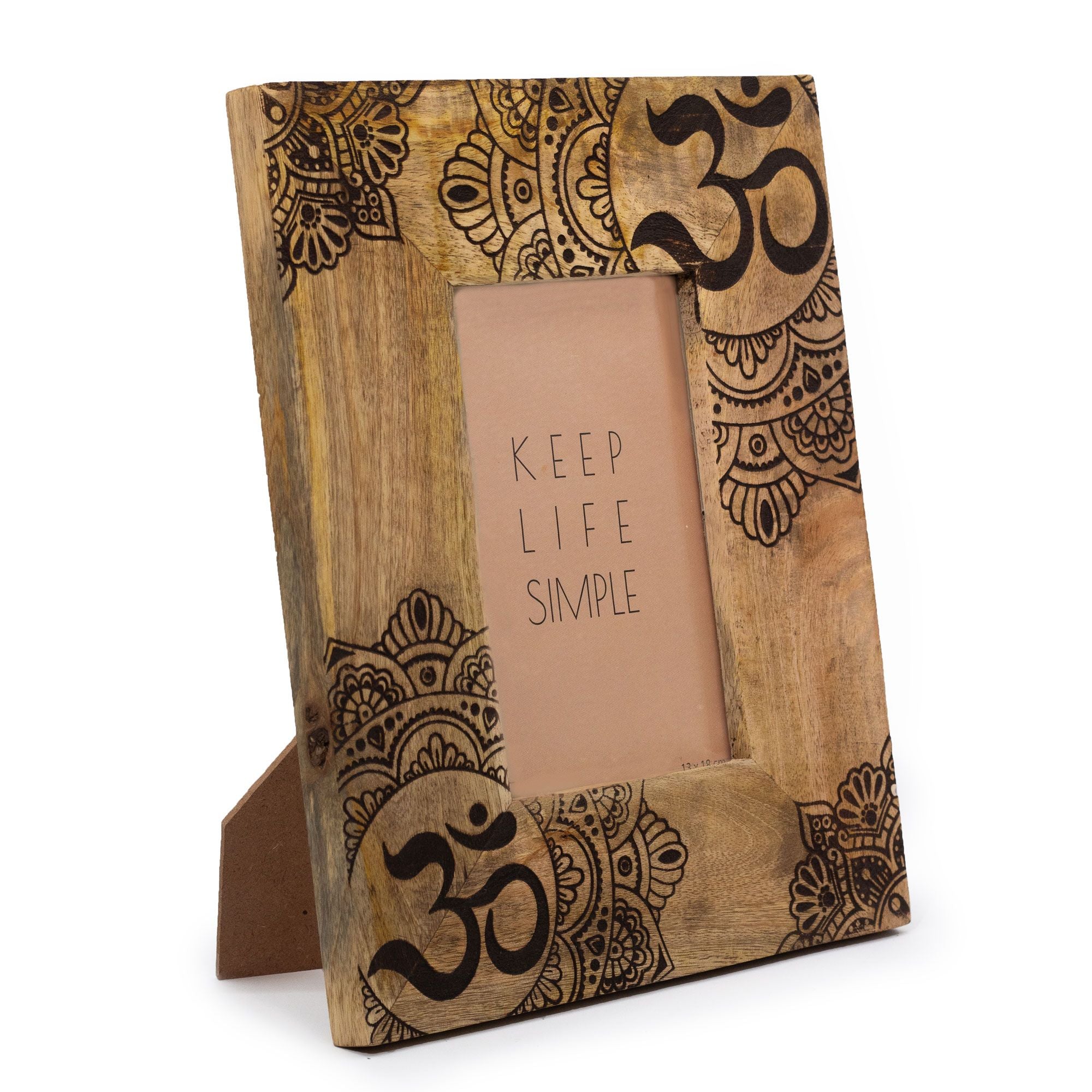 Med Mango Wood Picture Frame with Black Mandala Design for 10x15cm