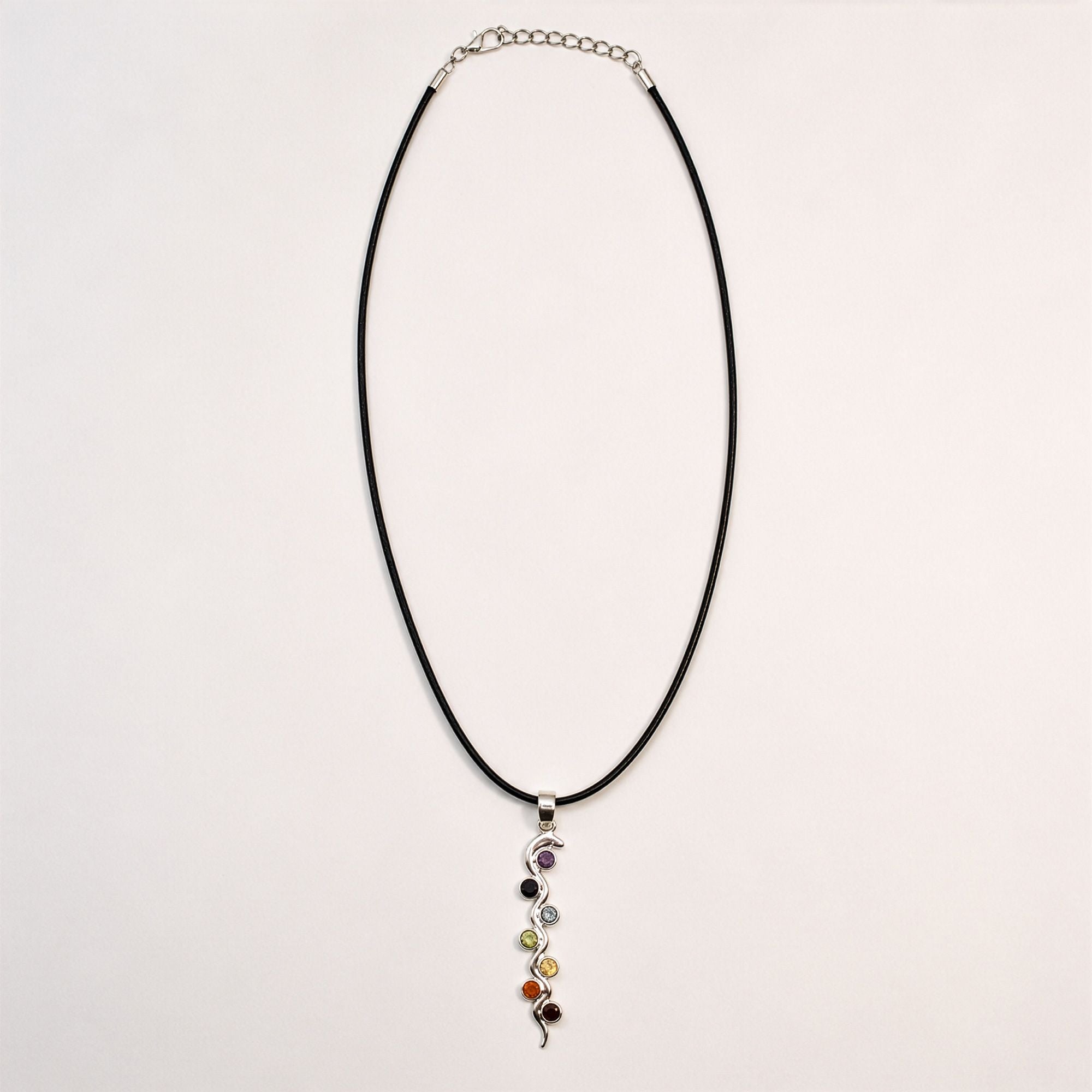 Indian Devotional Pendant - Silver Plated (45cm Cord)- Snake Chakra