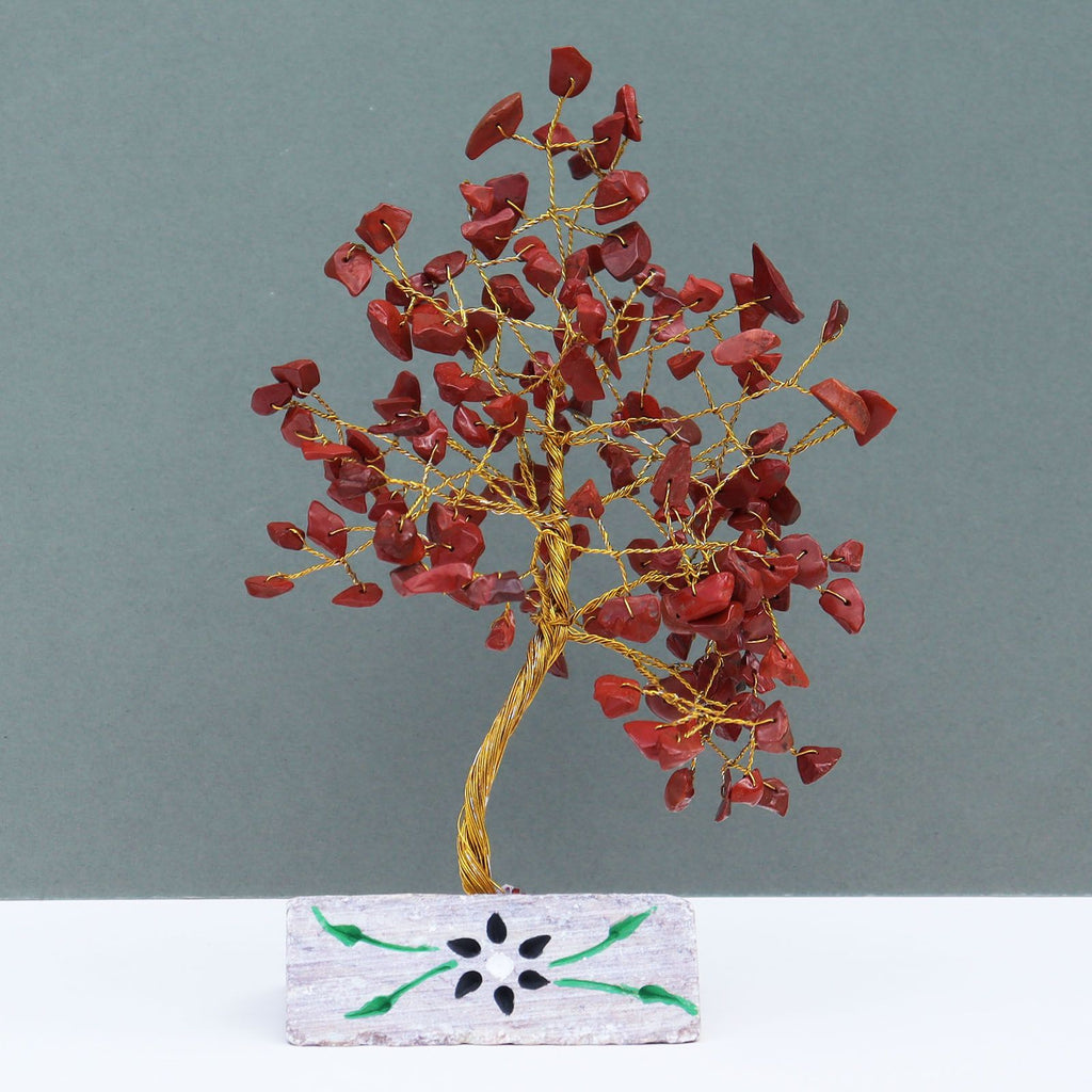 Red Jasper Gemstone Tree with 160 Stones for Home Decor