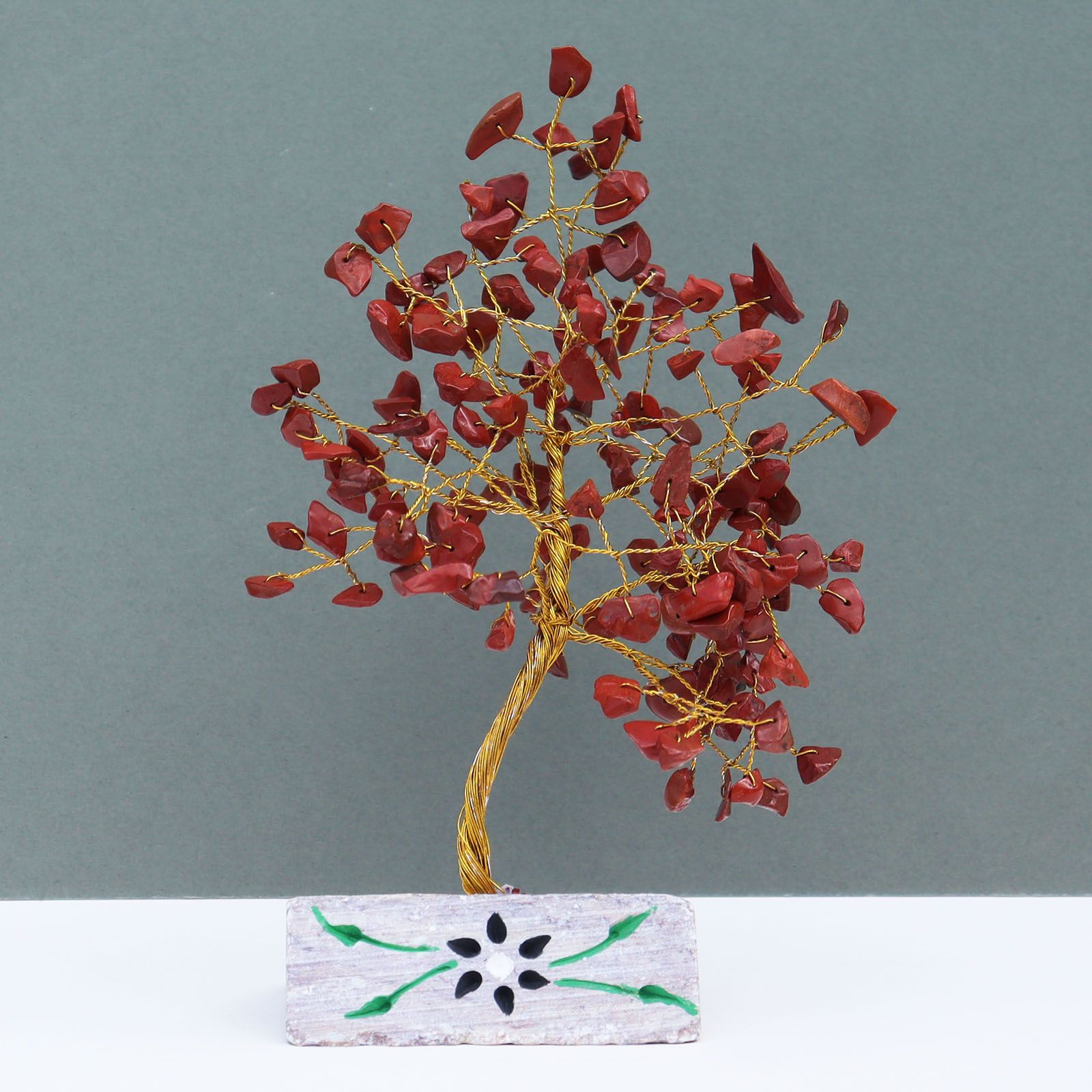 Red Jasper Gemstone Tree with 160 Stones for Home Decor