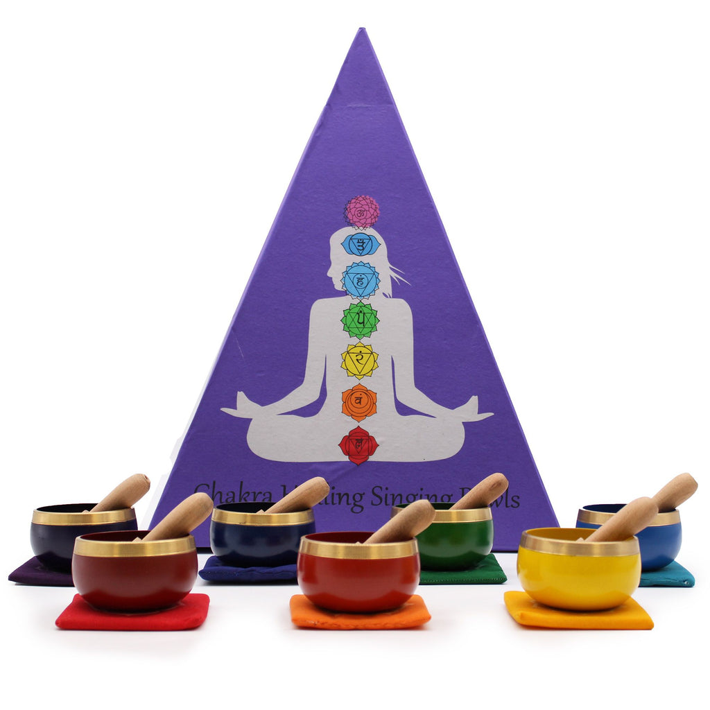 Chakra Pyramid Singing Bowl Gift Set with Seven Bowls for Harmony