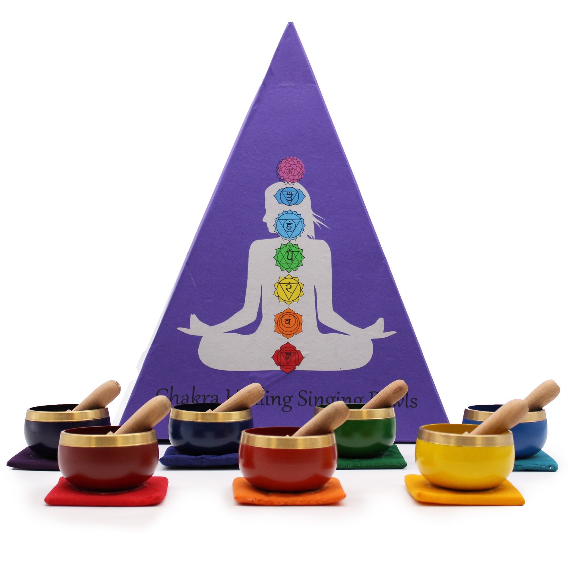 Chakra Pyramid Singing Bowl Gift Set with Seven Bowls for Harmony