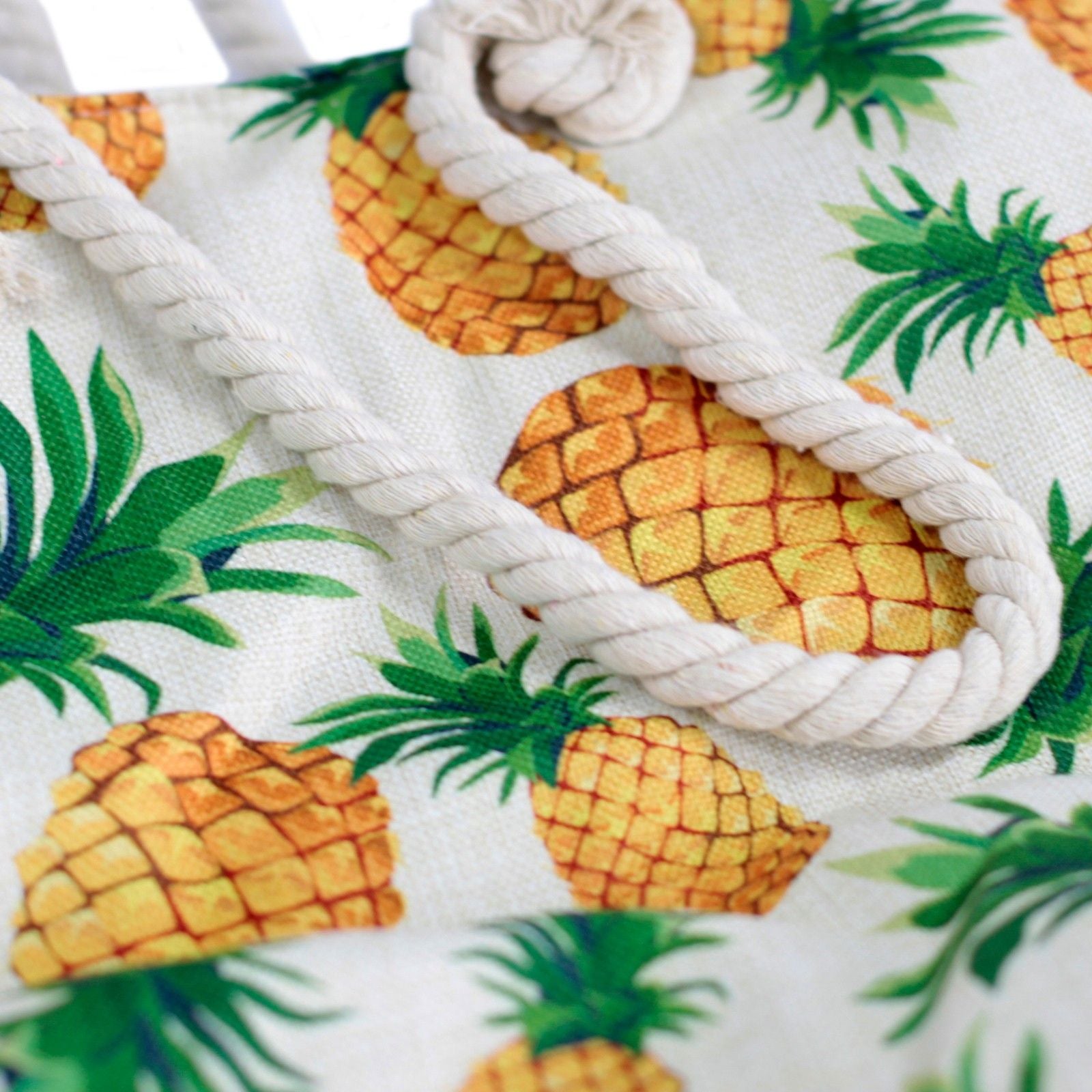 Stylish Pineapples Design Rope Handle Bag for Beach and Travel
