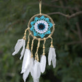 Pastel Blue Macramé Dream Catcher 12cm for Home Decor Appeal