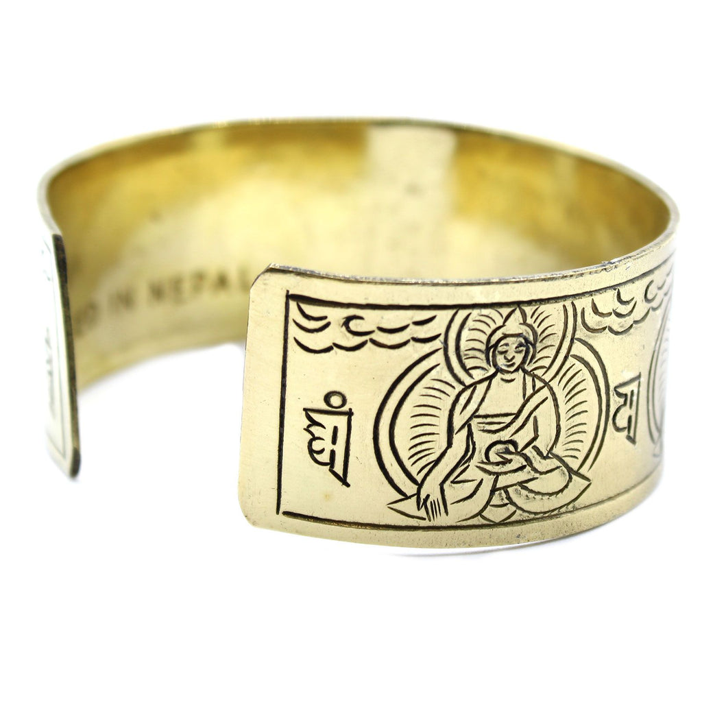 Brass Tibetan Bracelet with Five Buddhas for Spiritual Style