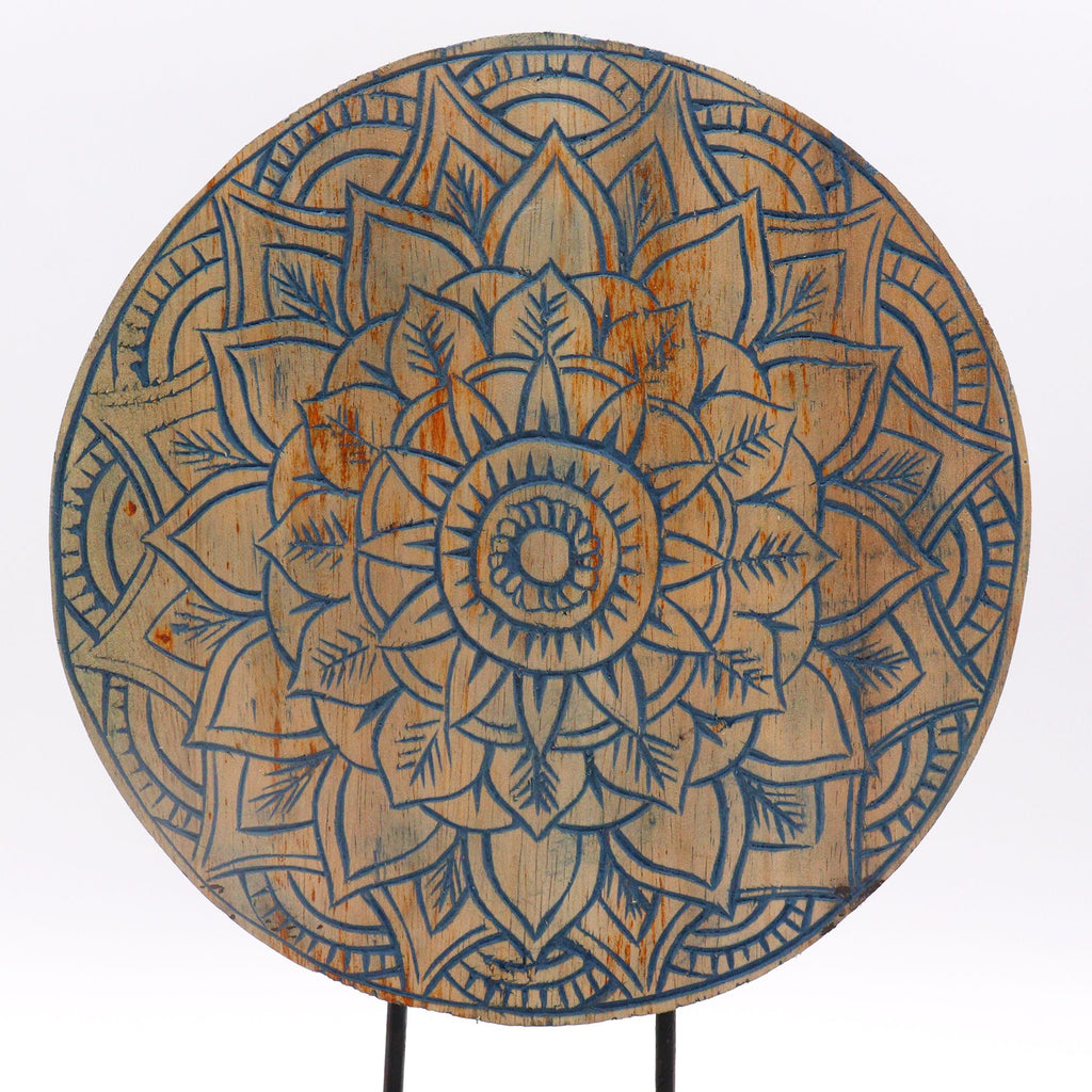 Buddha Feng Shui Set with Flower Mandala Design in Soothing Blue