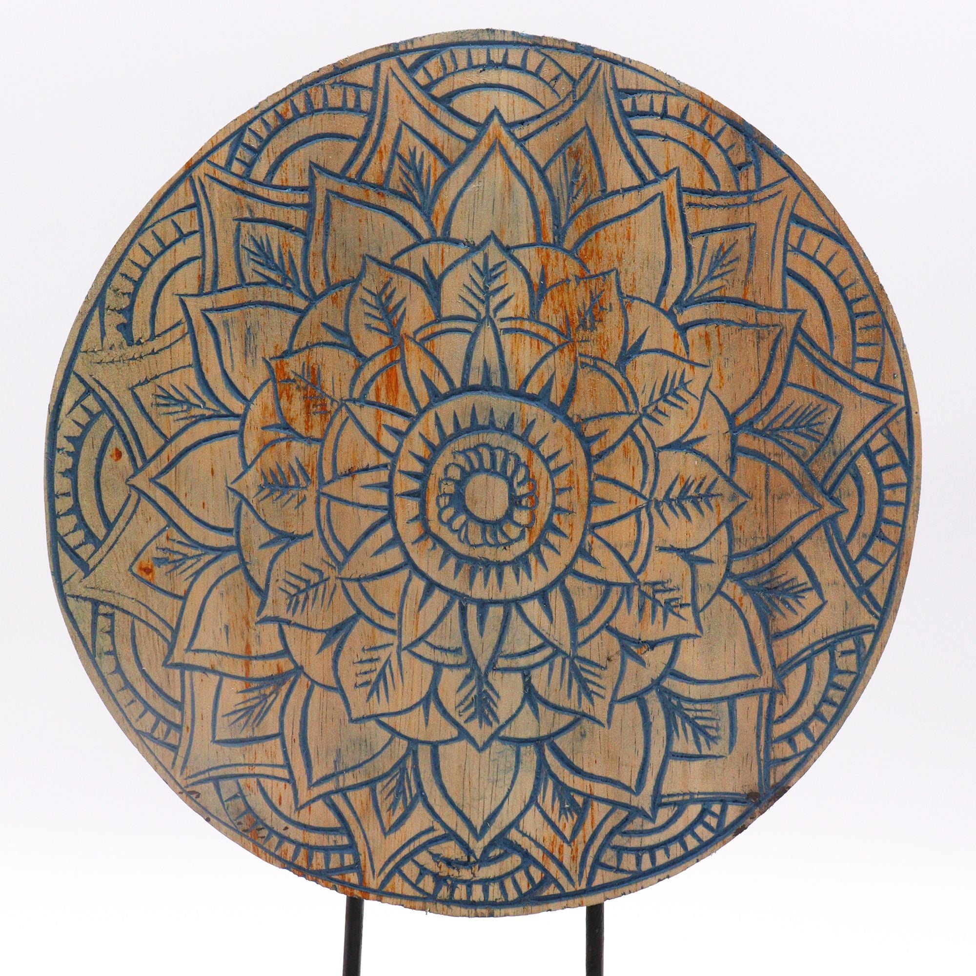Buddha Feng Shui Set with Flower Mandala Design in Soothing Blue