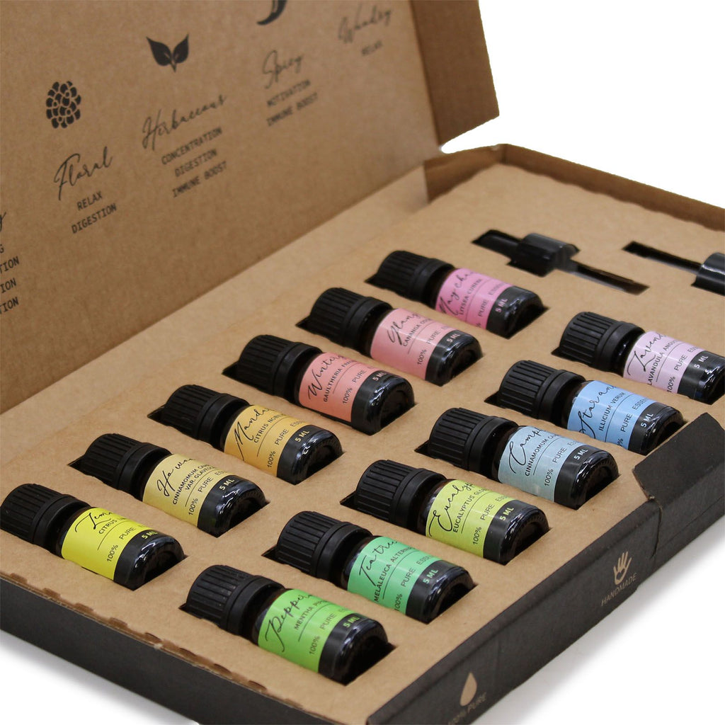 Aromatherapy Essential Oil Starter Pack with 12 Pure Oils Set