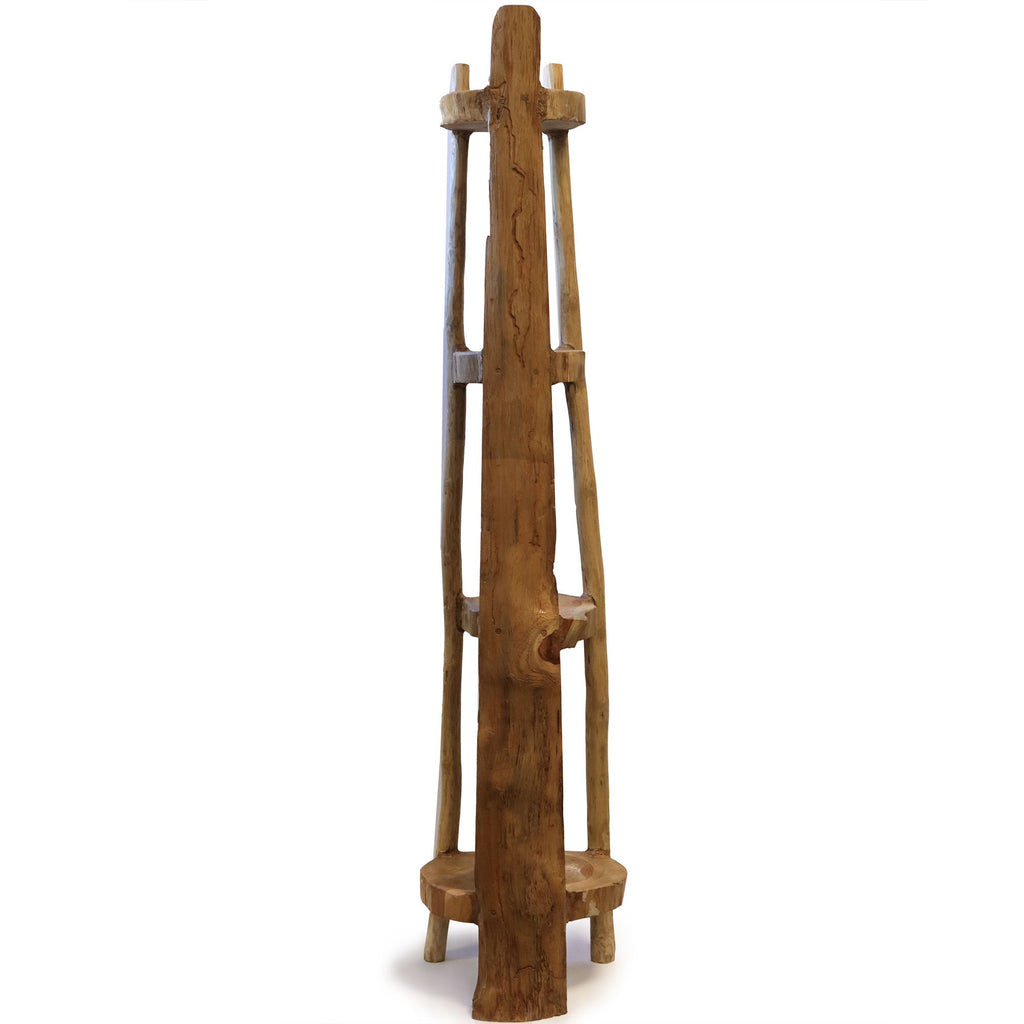 Natural Teak Corner Unit with 4 Shelves for Stylish Display