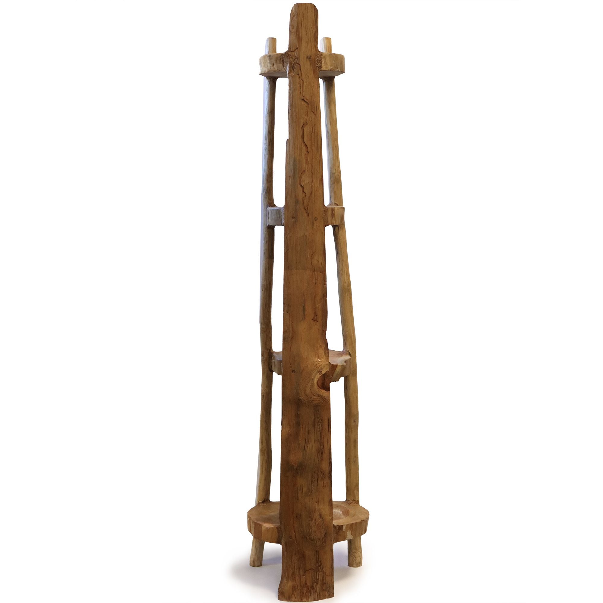 Natural Teak Corner Unit with 4 Shelves for Stylish Display