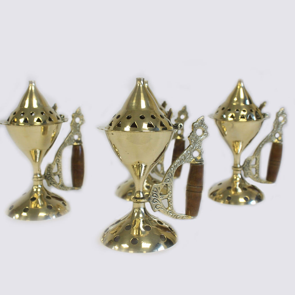 Elegant Large Cone Burner with Handle for Incense and Charcoal