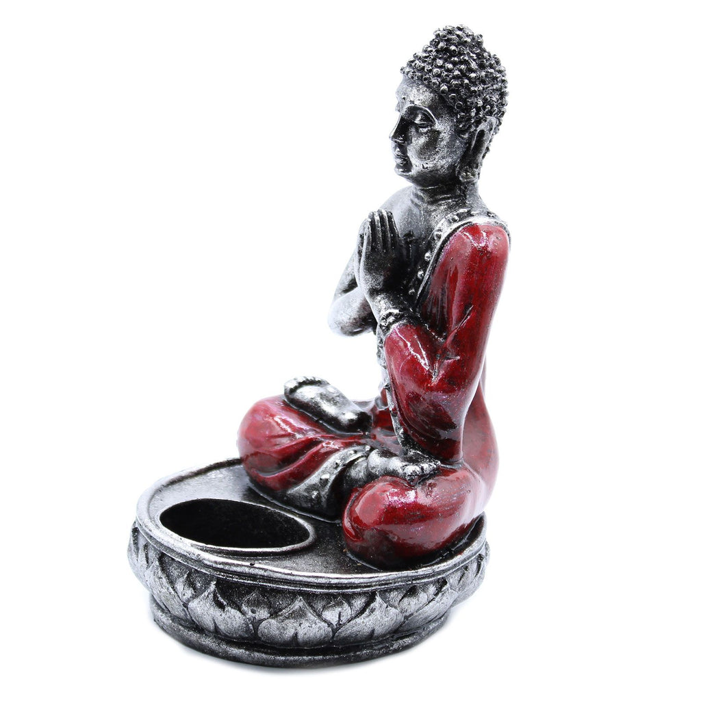 Medium Red Buddha Candle Holder for Home Decor and Gifts