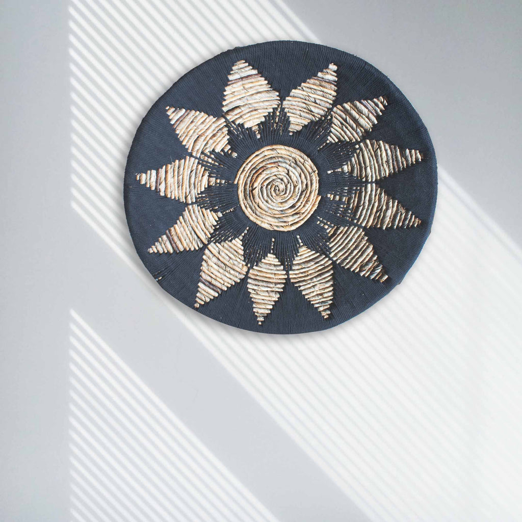 Set of Three Black Seagrass Bowls Wall Art for Home Decor