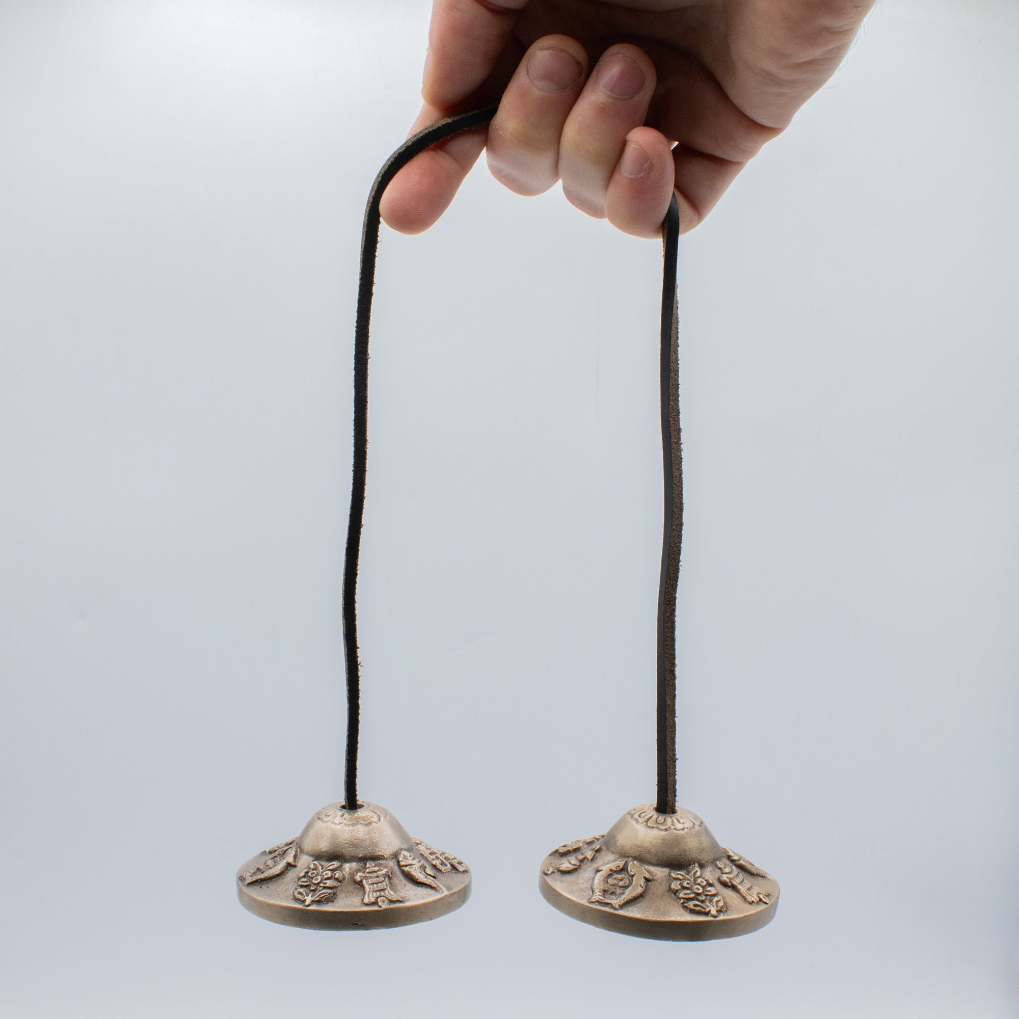 Premium Brass Tibetan Tingsha Bells with Lucky Symbols Design