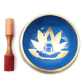 Large Yoga Moves Tibetan Singing Bowl Set in White and Blue 14cm