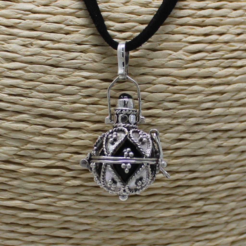 Silver Angel Bell Darkness 16mm with Artisan Crafted Design