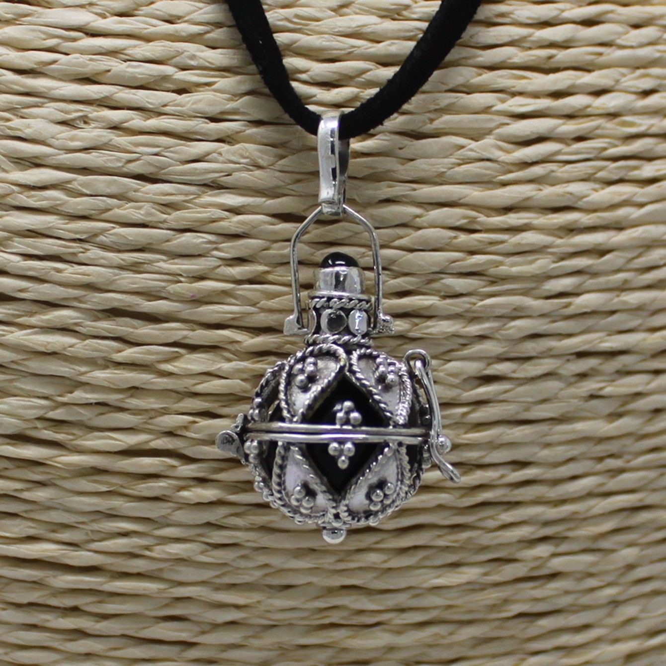 Silver Angel Bell Darkness 16mm with Artisan Crafted Design