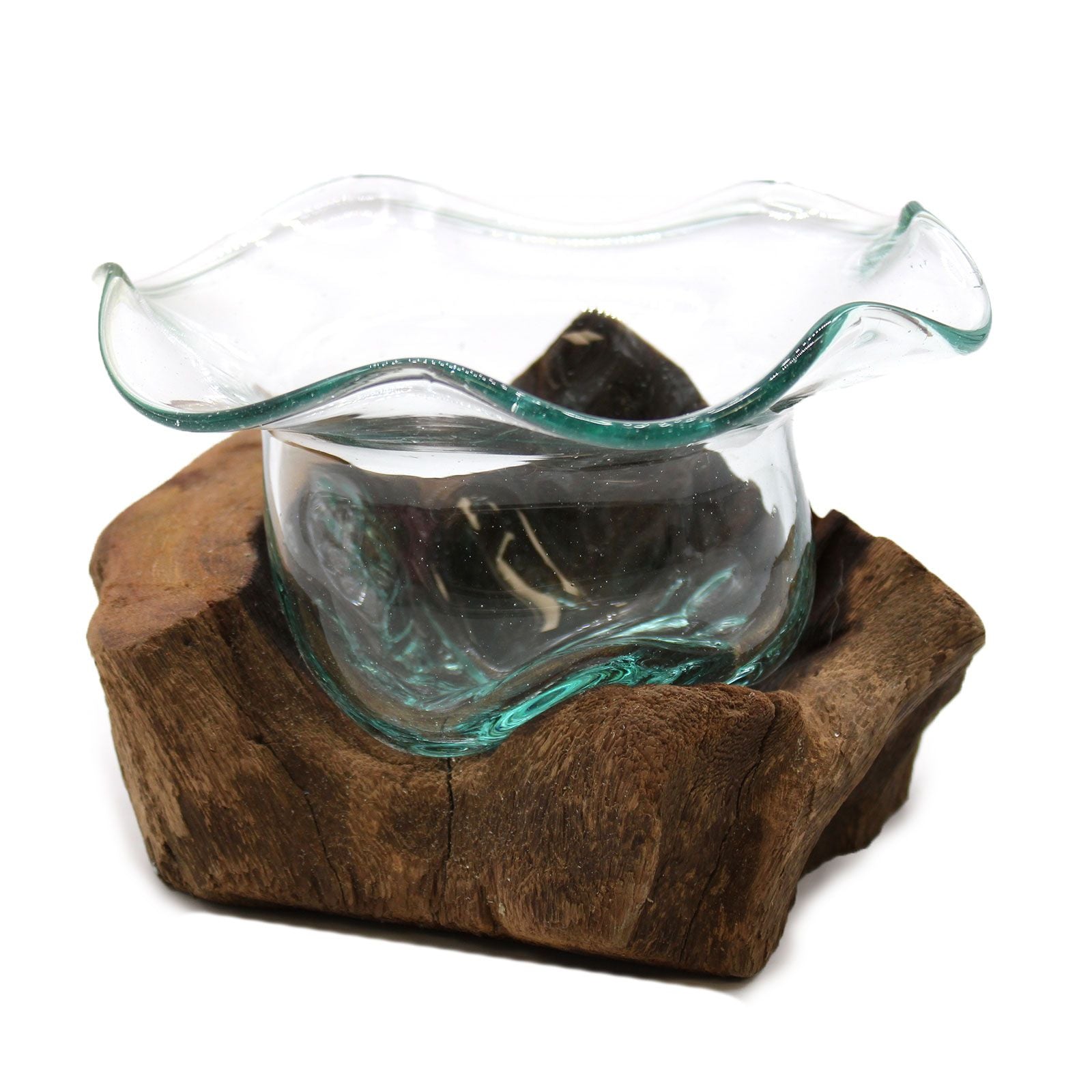 Molton Glass Fancy Sweet Bowl on Wood for Stylish Home Decor