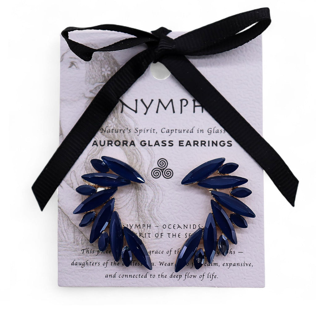 Royal Blue Vintage Glass Angel Wings Earrings for Stylish Elegance