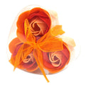 Set of 3 Soap Flower Heart Box with Peach Roses for Bathing