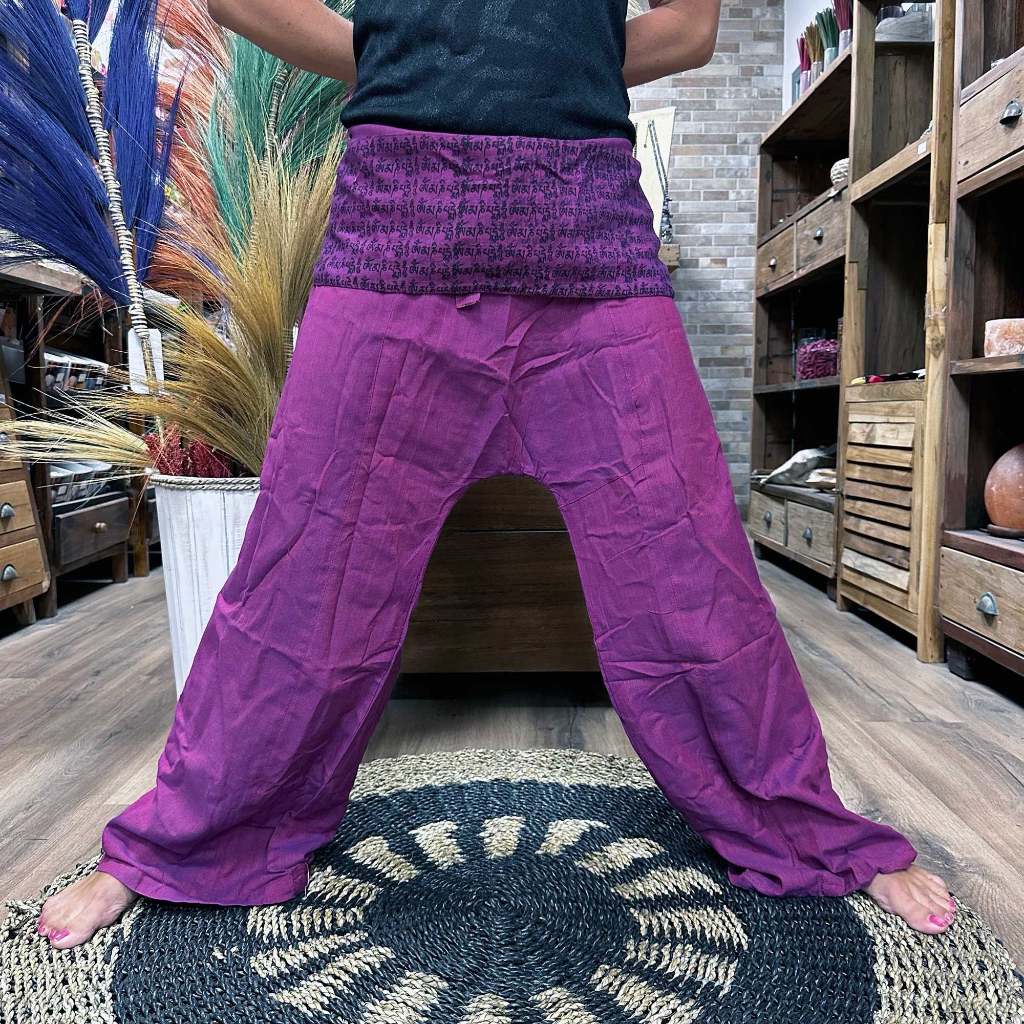 Yoga and Festival Pants Thai Fisherman with Mandala Design in Purple