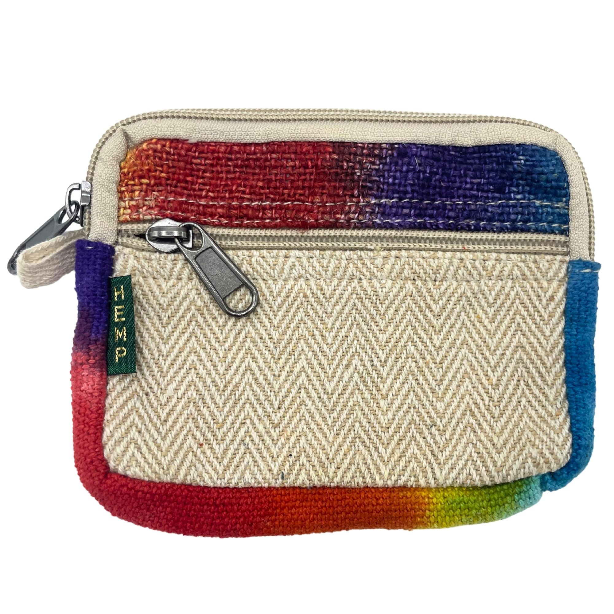 Tiedye Hemp Square Pouch with Zipper Closure for Versatile Use