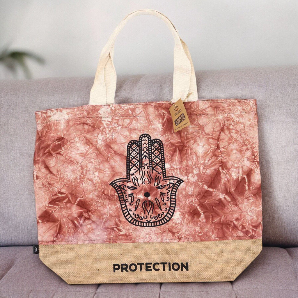 All Natural Bag in Terracotta Stonewash with Hamsa Protection