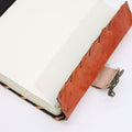Light Brown Tan Leather Notebook with Evil Eye Decor and Pages