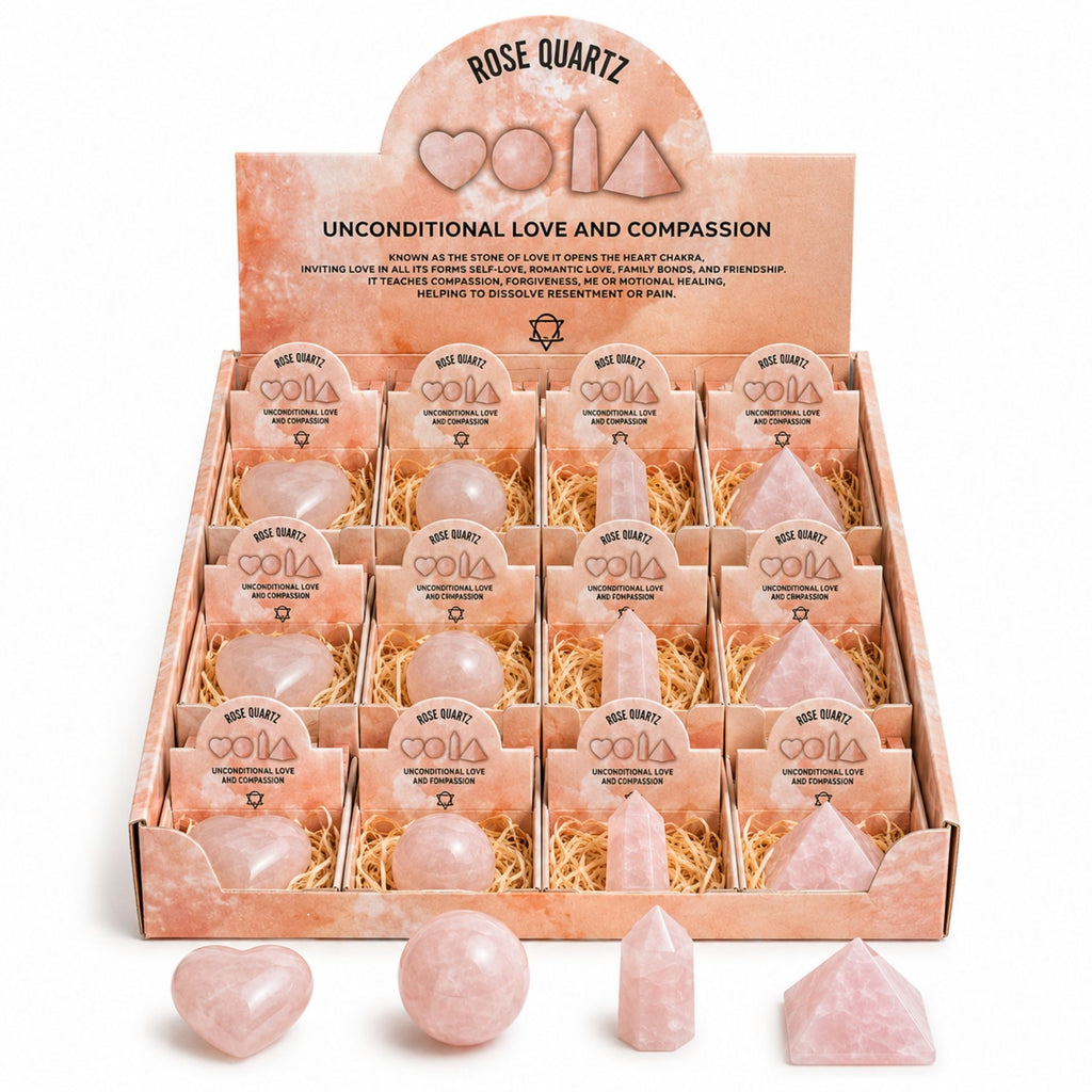 Four Gemstone Shapes Set of Rose Quartz for Home Decor Accents