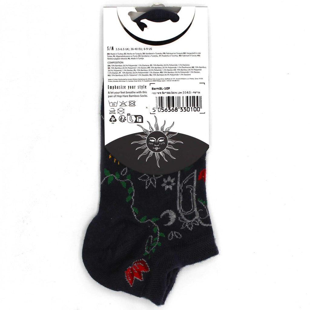 S/M Hop Hare Bamboo Low Cut Socks with Hamsa Design for Comfort