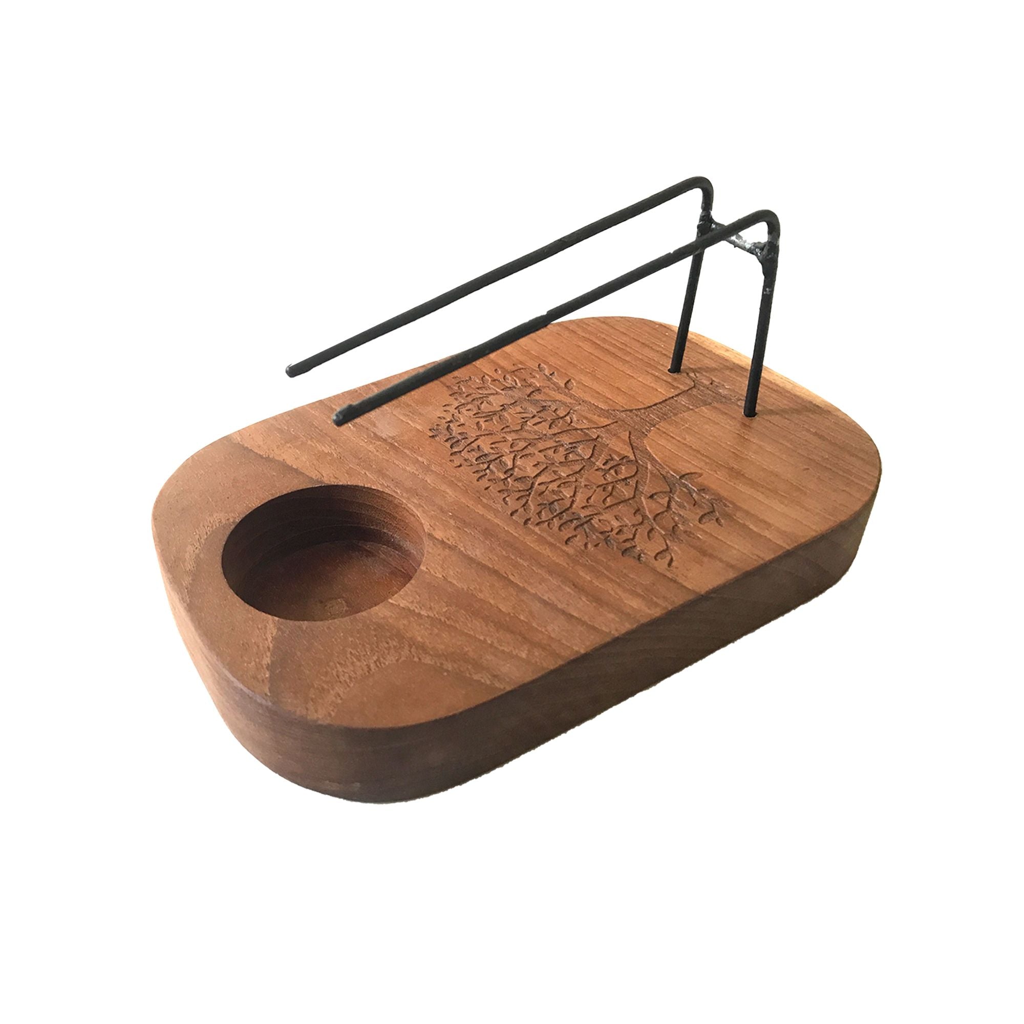 Palo Santo Heater Teak Wood with Tree of Life Design for Aromatherapy