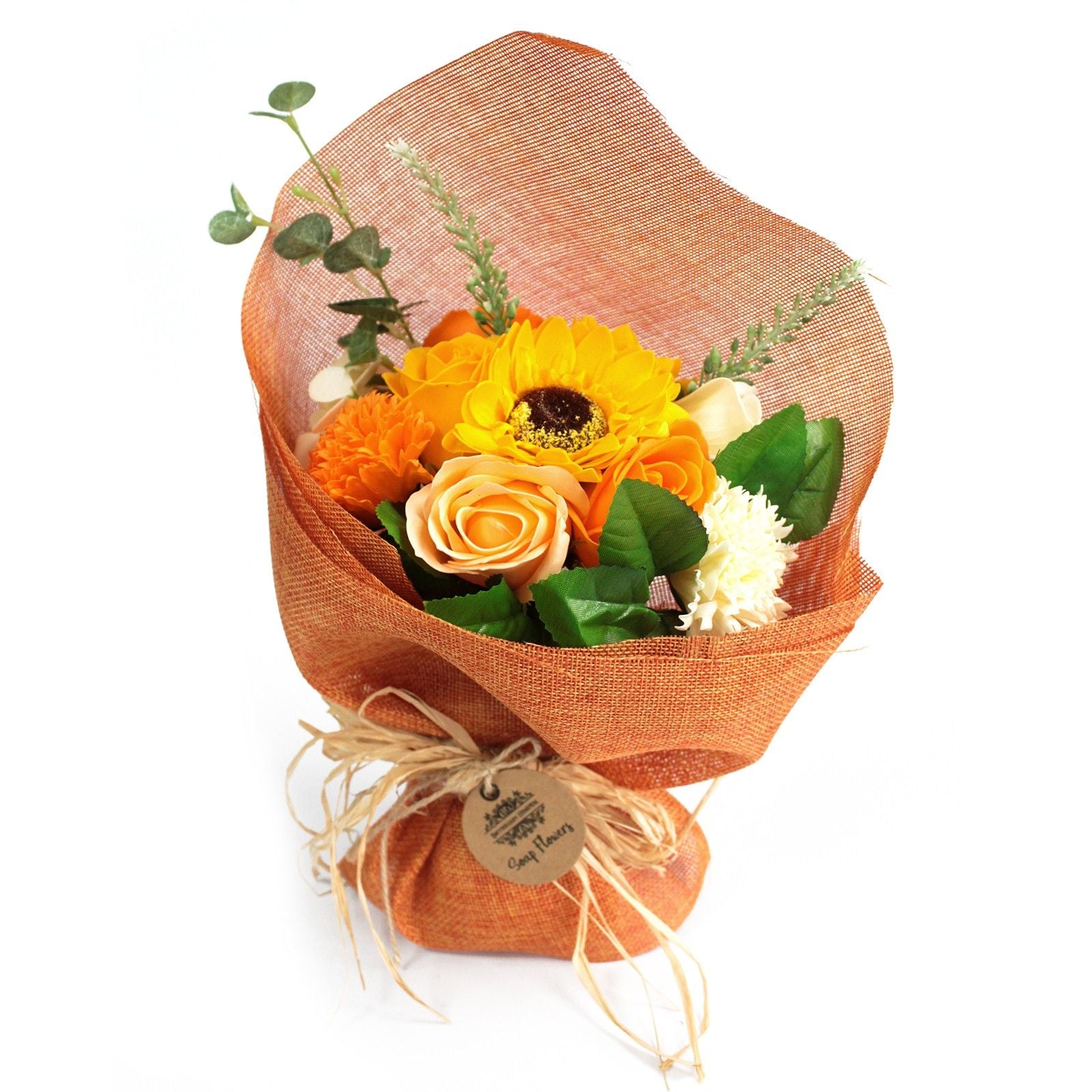 Vibrant Standing Soap Flower Bouquet Orange for Unique Gifting