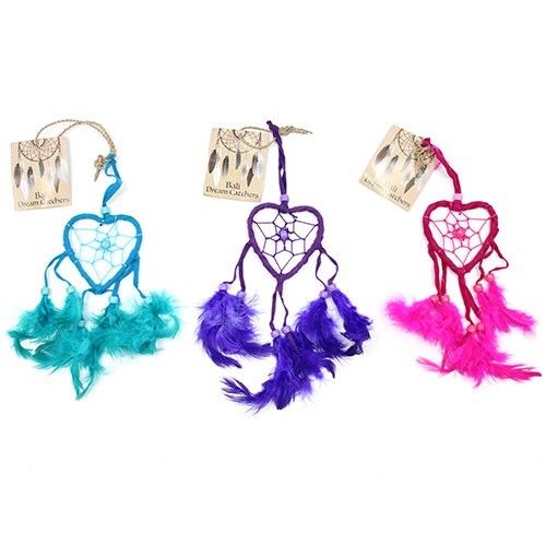 Bali Dreamcatchers Small Heart Turquoise Pink Purple Design Craft